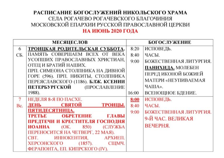 Расписание богослужений в никольском храме солнечногорска